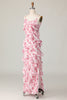 Load image into Gallery viewer, Blush Flower Sheath Slit Long Wedding Guest Dress with Ruffled