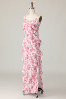 Load image into Gallery viewer, Blush Flower Sheath Slit Long Wedding Guest Dress with Ruffled