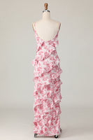 Load image into Gallery viewer, Blush Flower Sheath Slit Long Wedding Guest Dress with Ruffled