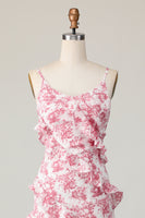 Load image into Gallery viewer, Blush Flower Sheath Slit Long Wedding Guest Dress with Ruffled