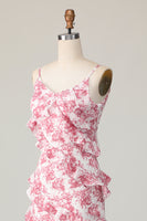 Load image into Gallery viewer, Blush Flower Sheath Slit Long Wedding Guest Dress with Ruffled