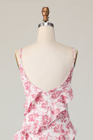 Load image into Gallery viewer, Blush Flower Sheath Slit Long Wedding Guest Dress with Ruffled