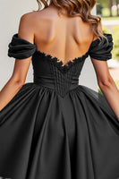 Load image into Gallery viewer, Black Corset A Line Short Tulle Homecoming Dress