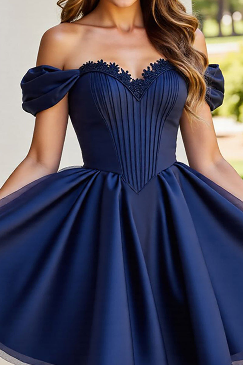 Load image into Gallery viewer, Black Corset A Line Short Tulle Homecoming Dress