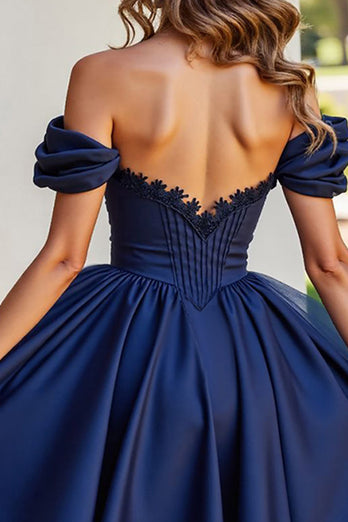 Black Corset A Line Short Tulle Homecoming Dress
