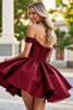 Load image into Gallery viewer, Navy A Line Satin Corset Short Homecoming Dress with Lace