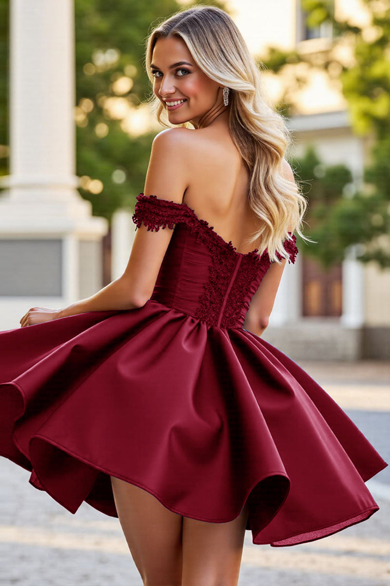 Load image into Gallery viewer, Navy A Line Satin Corset Short Homecoming Dress with Lace