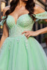 Load image into Gallery viewer, Mint Green A Line Corset Tulle Short Homecoming Dress with Lace