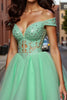 Load image into Gallery viewer, Sparkly Light Green A Line Corset Short Tulle Homecoming Dress with Lace