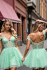 Load image into Gallery viewer, Mint Green A Line Short Corset Homecoming Dress with Lace