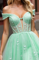 Load image into Gallery viewer, Mint Green A Line Short Corset Homecoming Dress with Lace