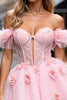 Load image into Gallery viewer, Floral Blush Corset Short Homecoming Dress with Lace