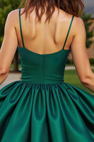 Load image into Gallery viewer, Sparkly Dark Green Satin Short Homecoming Dress with Beading