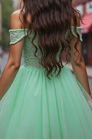 Load image into Gallery viewer, Sparkly Mint Green Tulle Short Corset Homecoming Dress with Beading