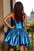 Load image into Gallery viewer, Silver A Line Strapless Metallic Short Homecoming Dress