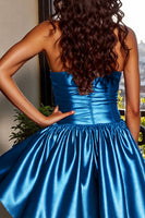 Load image into Gallery viewer, Silver A Line Strapless Metallic Short Homecoming Dress