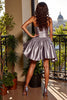 Load image into Gallery viewer, Silver A Line Strapless Metallic Short Homecoming Dress
