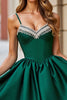Load image into Gallery viewer, Sparkly Dark Green Satin Short Corset Homecoming Dress with Rhinestones