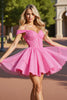 Load image into Gallery viewer, Pink Cold Shoulder Short Corset Homecoming Dress with Lace