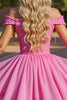 Load image into Gallery viewer, Pink Cold Shoulder Short Corset Homecoming Dress with Lace