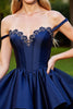 Load image into Gallery viewer, Navy Corset A Line Short Satin Homecoming Dress