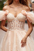 Load image into Gallery viewer, Floral Champagne Short Ruffled Corset Homecoming Dress with Lace