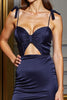 Load image into Gallery viewer, Navy Satin Cut Out Short Bodycon Homecoming Dress