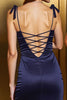 Load image into Gallery viewer, Navy Satin Cut Out Short Bodycon Homecoming Dress