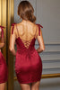 Load image into Gallery viewer, Navy Bodycon Keyhole Short Satin Homecoming Dress