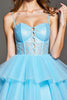 Load image into Gallery viewer, Sky Blue Tulle Short Corset Homecoming Dress with Lace