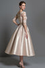 Load image into Gallery viewer, Blush Satin A Line Midi Mother of the Bride Dress with Sleeves