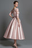 Load image into Gallery viewer, Blush Satin A Line Midi Mother of the Bride Dress with Sleeves