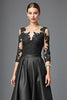 Load image into Gallery viewer, Navy Satin A Line High Low Mother of the Bride Dress with Lace