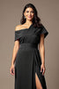 Load image into Gallery viewer, Navy Satin Sheath Long Mother of the Bride Dress with Slit