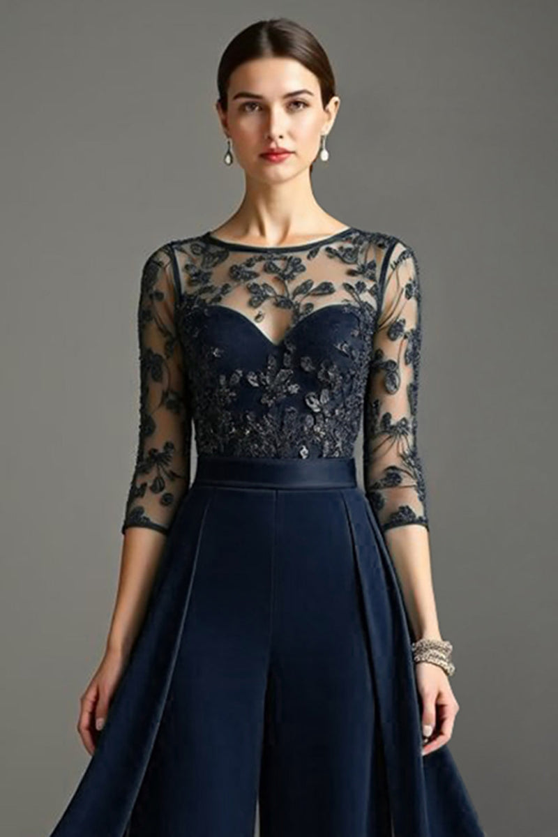 Load image into Gallery viewer, Chiffon Pine Mother of the Bride Pantsuits with Lace