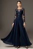 Load image into Gallery viewer, Black A Line Long Chiffon Mother of the Bride Dress with Lace