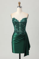 Load image into Gallery viewer, Sparkly Dark Green Sweetheart Short Corset Homecoming Dress