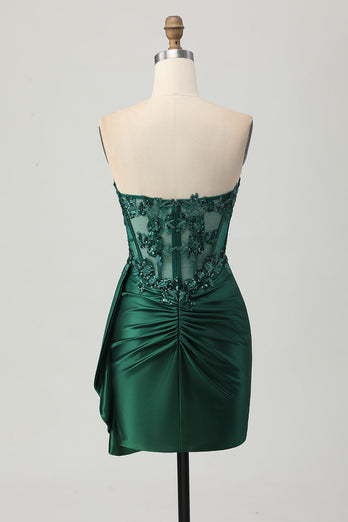 Sparkly Dark Green Sweetheart Short Corset Homecoming Dress