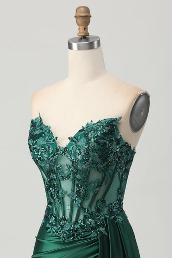 Sparkly Dark Green Sweetheart Short Corset Homecoming Dress