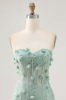 Load image into Gallery viewer, Sparkly Sweetheart Corset Tight Short Sage Floral Homecoming Dress with Beading