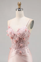 Load image into Gallery viewer, Pink Satin Floral Corset Short Tight Homecoming Dress