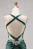 Load image into Gallery viewer, Sparkly Dark Green Satin Corset Tight Short Homecoming Dress with Beading