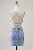 Load image into Gallery viewer, Sparkly Short Pink Floral Beaded Tight Homecoming Dress with Sequins