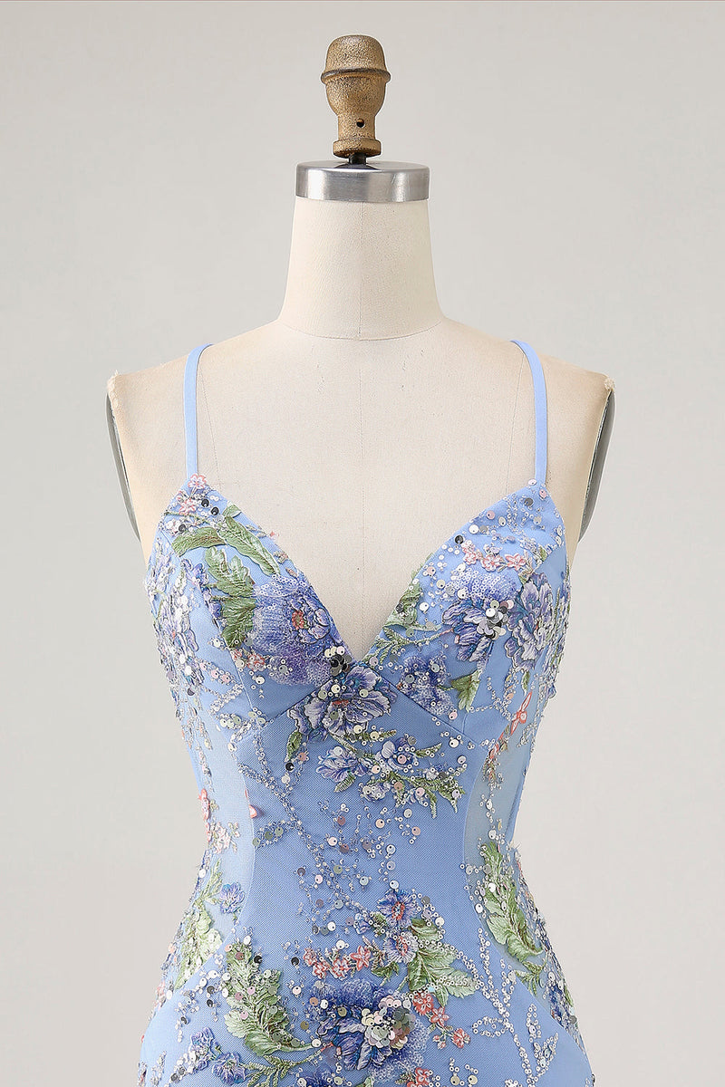Load image into Gallery viewer, Sparkly Short Pink Floral Beaded Tight Homecoming Dress with Sequins