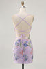 Load image into Gallery viewer, Sparkly Short Pink Floral Beaded Tight Homecoming Dress with Sequins