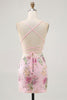 Load image into Gallery viewer, Sparkly Short Pink Floral Beaded Tight Homecoming Dress with Sequins