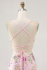 Load image into Gallery viewer, Sparkly Short Pink Floral Beaded Tight Homecoming Dress with Sequins