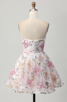 Load image into Gallery viewer, Sparkly Pink Floral Short A Line Homecoming Dress