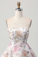 Load image into Gallery viewer, Sparkly Pink Floral Short A Line Homecoming Dress
