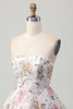 Load image into Gallery viewer, Sparkly Pink Floral Short A Line Homecoming Dress